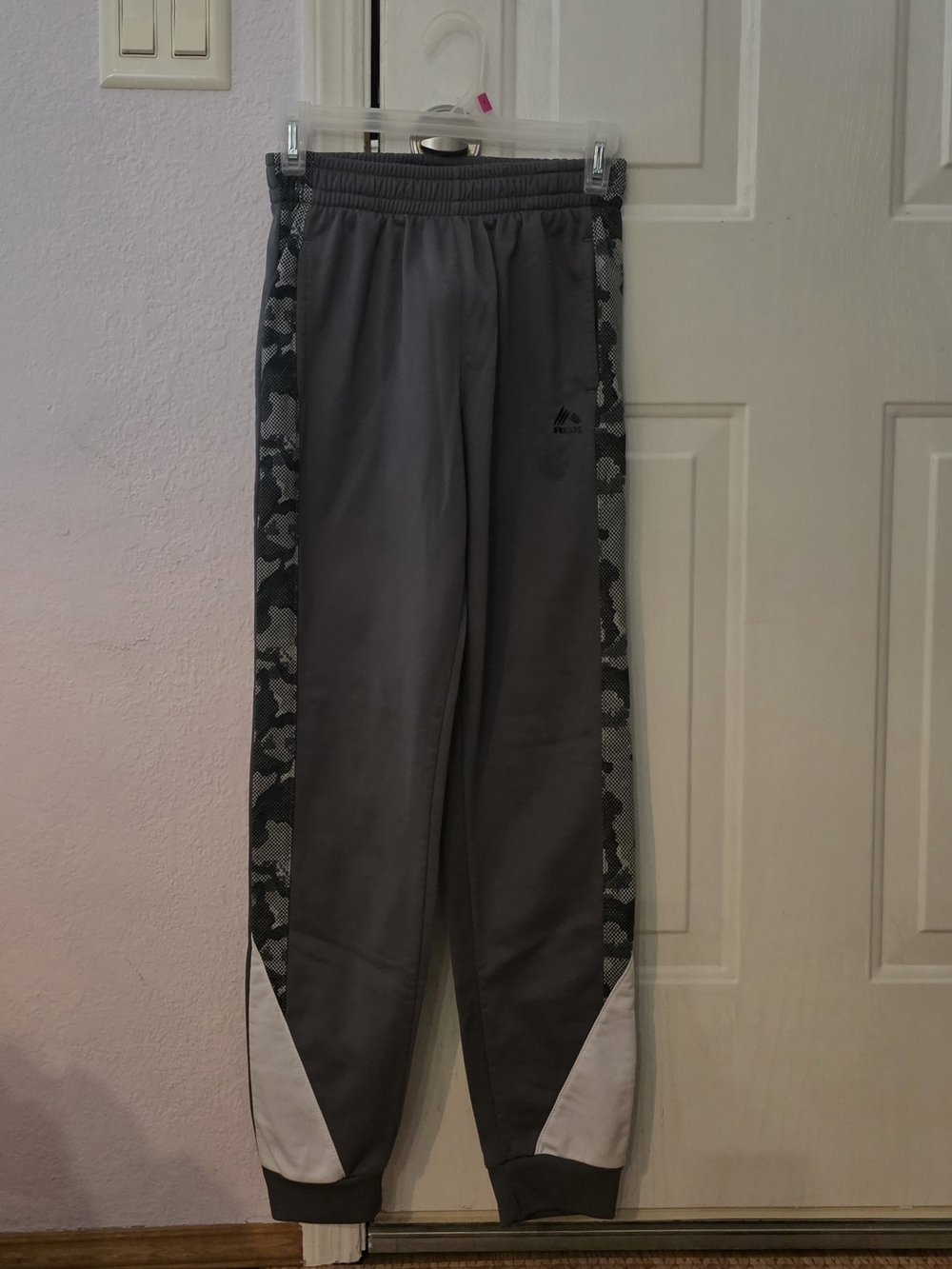 NEW- RBX Gray Sweatpants 14-16 with Black & Gray Camo Side Panels